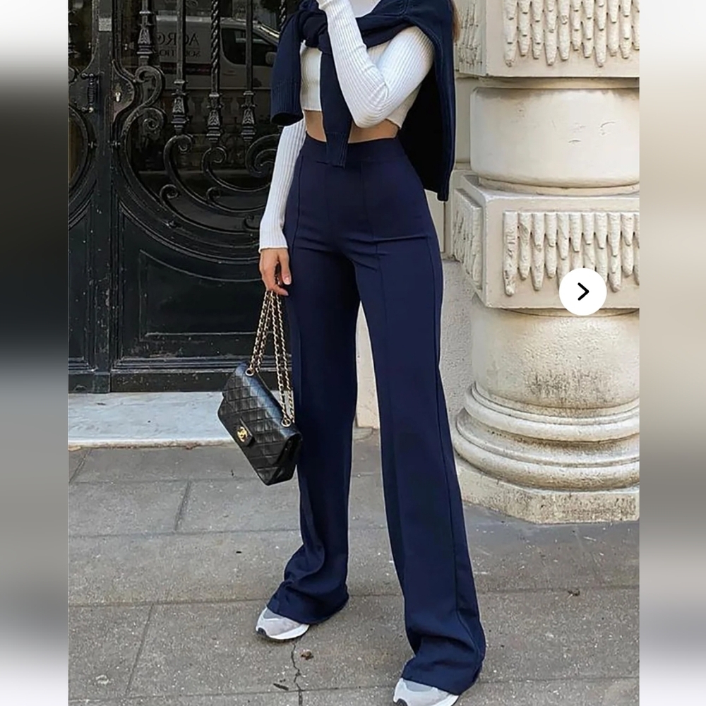 Fashion Nova Victoria Navy Wide Leg Work Pants Slacks